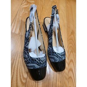 Trotters Dea Slingback Pumps Women’s 7.5 Black Pearl Python Dress Shoes